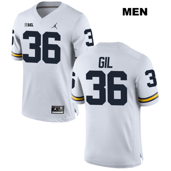 Men's NCAA Michigan Wolverines Devin Gil #36 White Jordan Brand Authentic Stitched Football College Jersey AY25K55EN